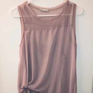 Zara in Women light pink sheer dress